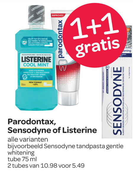 Paradontax   mondwater, tandpasta folder aanbieding bij  Spar - details