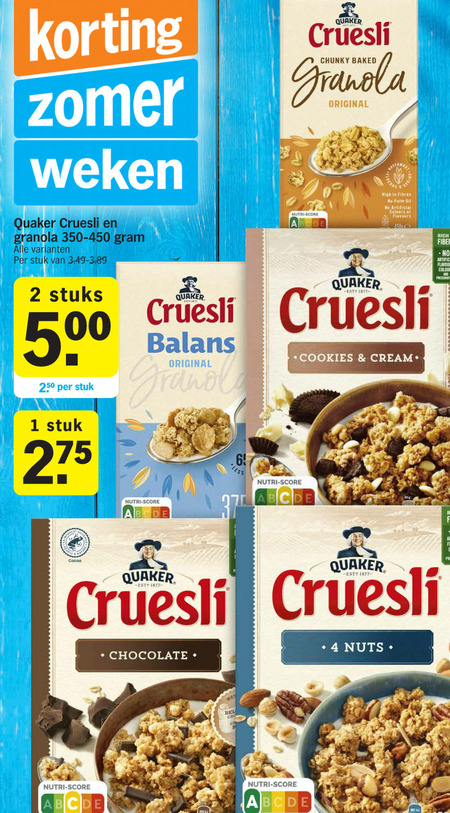 Quaker   cruesli folder aanbieding bij  Albert Heijn - details