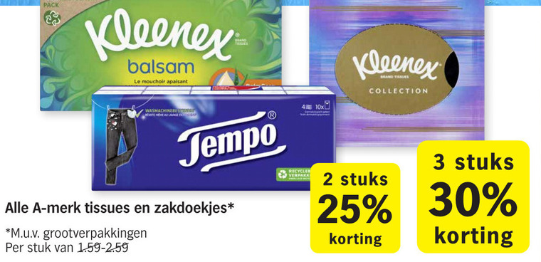 Tempo   zakdoek, tissue folder aanbieding bij  Albert Heijn - details