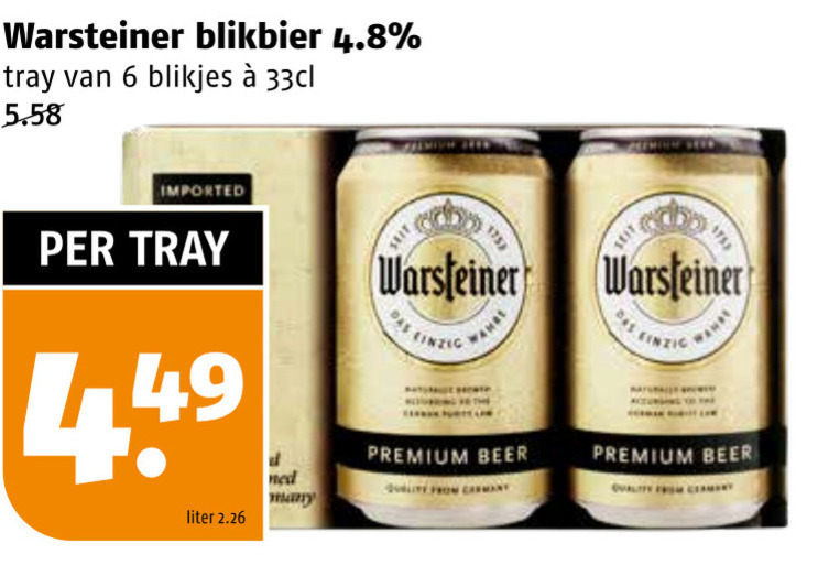 Warsteiner blikje bier folder aanbieding bij Poiesz - details