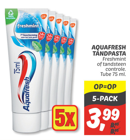 Aquafresh   tandpasta folder aanbieding bij  Dekamarkt - details