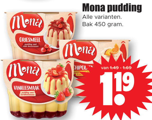 Mona   pudding folder aanbieding bij  Dirk - details