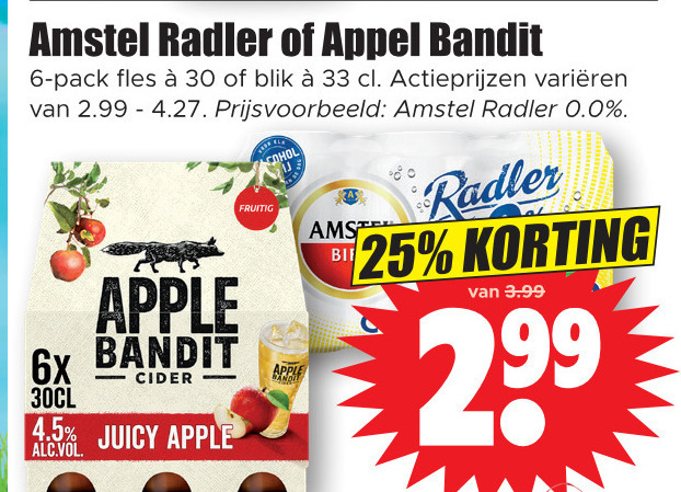 Apple bandit   appelcider, radler bier folder aanbieding bij  Dirk - details