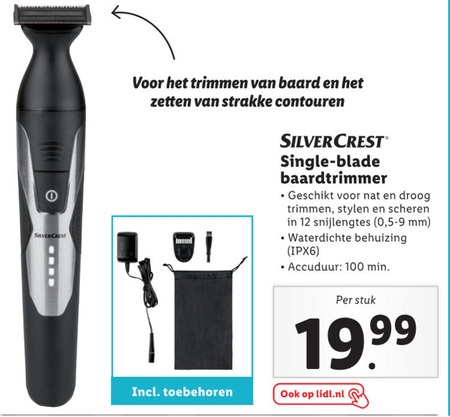 SilverCrest   baardtrimmer folder aanbieding bij  Lidl - details