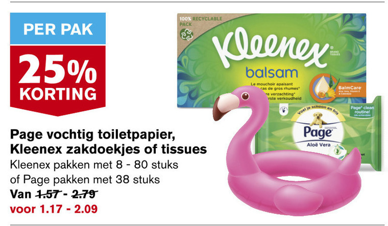 Kleenex   tissue, vochtig toiletpapier folder aanbieding bij  Hoogvliet - details