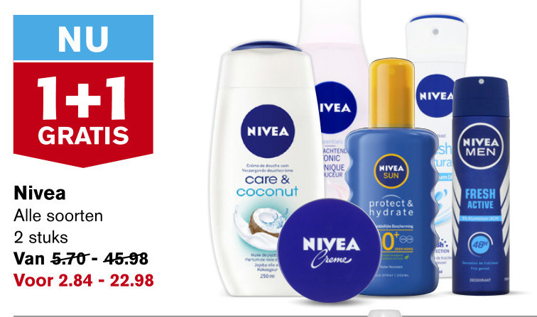 Nivea   douchegel, deodorant folder aanbieding bij  Hoogvliet - details