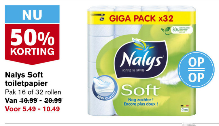 Nalys   toiletpapier folder aanbieding bij  Hoogvliet - details