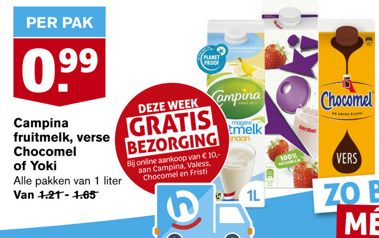 Chocomel   chocolademelk, drinkyoghurt folder aanbieding bij  Hoogvliet - details