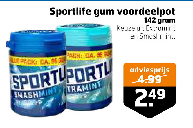 Sportlife   kauwgom folder aanbieding bij  Trekpleister - details