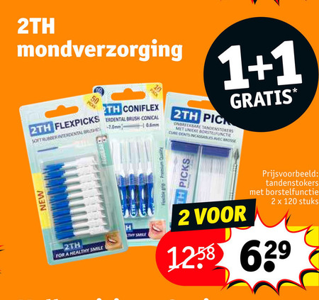 2TH   tandenstokers, interdentale ragers folder aanbieding bij  Kruidvat - details