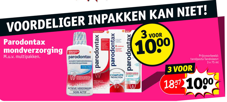 Paradontax   tandpasta, mondwater folder aanbieding bij  Kruidvat - details