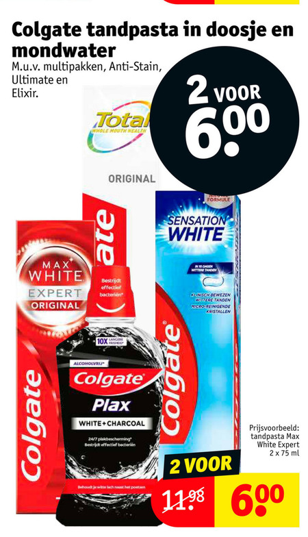 Colgate   mondwater, tandpasta folder aanbieding bij  Kruidvat - details