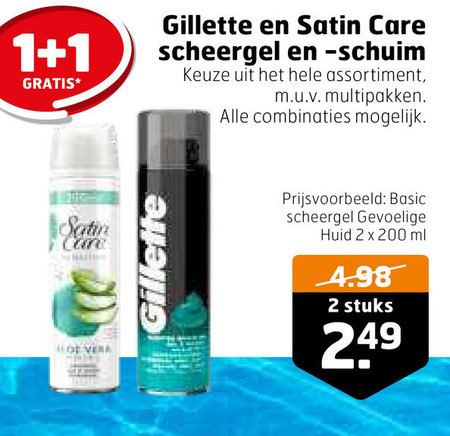 Gillette   scheergel, scheerschuim folder aanbieding bij  Trekpleister - details