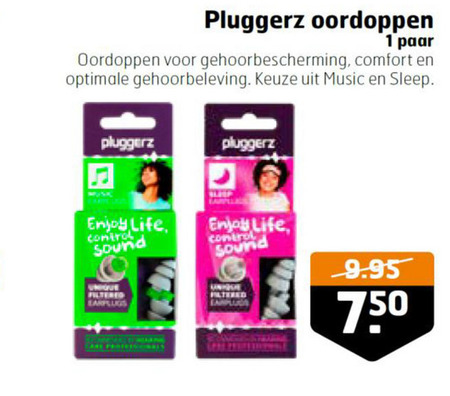 Pluggerz   oordopje folder aanbieding bij  Trekpleister - details