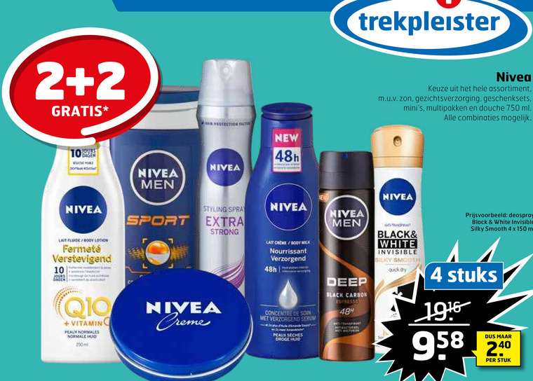 Nivea   bodylotion, gezichtsverzorging folder aanbieding bij  Trekpleister - details