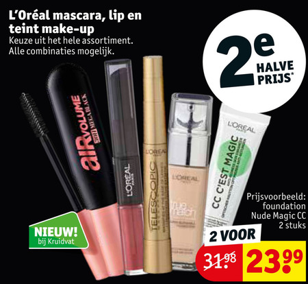 L Oreal   mascara, foundation folder aanbieding bij  Kruidvat - details