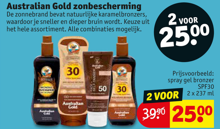 Australian Gold   zonnebrandolie folder aanbieding bij  Kruidvat - details