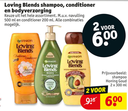 Garnier Loving Blends   conditioner, shampoo folder aanbieding bij  Kruidvat - details