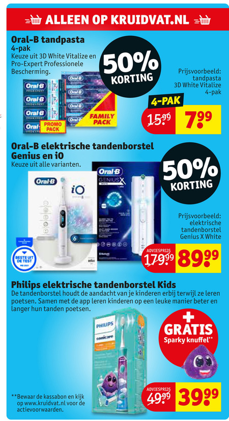 Philips   electrische tandenborstel, tandpasta folder aanbieding bij  Kruidvat - details