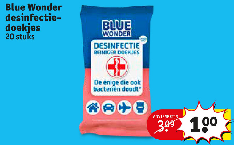 Blue Wonder   vochtige schoonmaakdoekjes folder aanbieding bij  Kruidvat - details