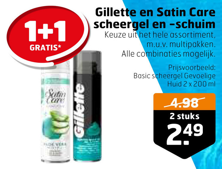 Gillette Satin Care   scheerschuim, scheergel folder aanbieding bij  Trekpleister - details