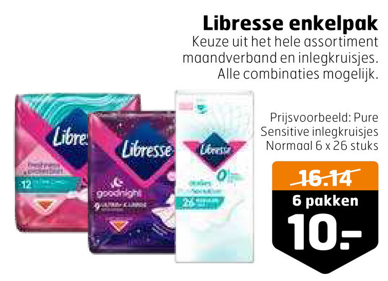 Libresse   maandverband, inlegkruisjes folder aanbieding bij  Trekpleister - details