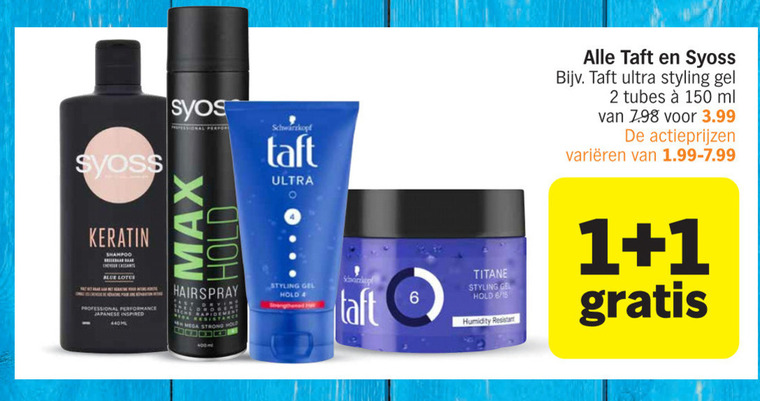 Taft   shampoo, hairspray folder aanbieding bij  Albert Heijn - details