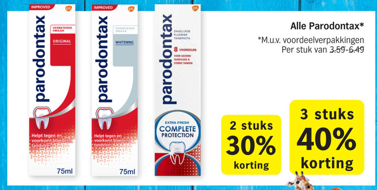 Paradontax   tandpasta folder aanbieding bij  Albert Heijn - details