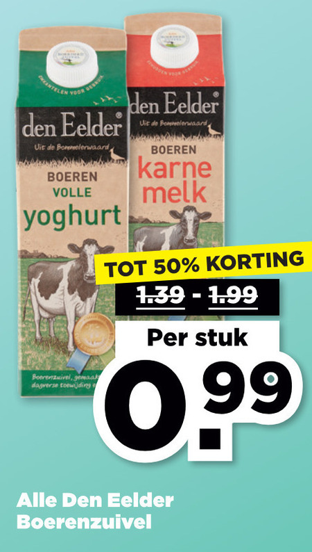 Den Eelder   yoghurt, karnemelk folder aanbieding bij  Plus - details