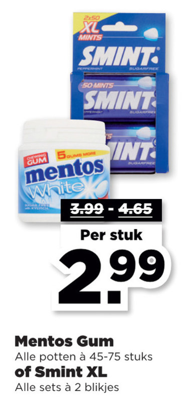 Mentos   kauwgom folder aanbieding bij  Plus - details