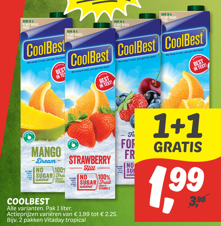 Coolbest   vruchtensap folder aanbieding bij  Dekamarkt - details