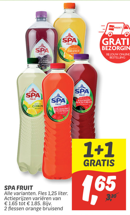 Spa en Fruit   fruitdrank folder aanbieding bij  Dekamarkt - details