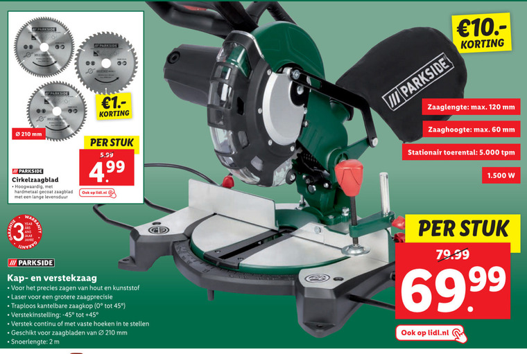 Parkside   verstekzaag folder aanbieding bij  Lidl - details