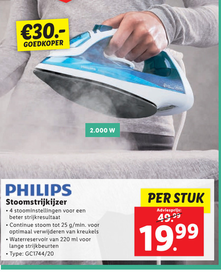 Meting Absoluut Senaat Philips stoomstrijkijzer folder aanbieding bij Lidl - details