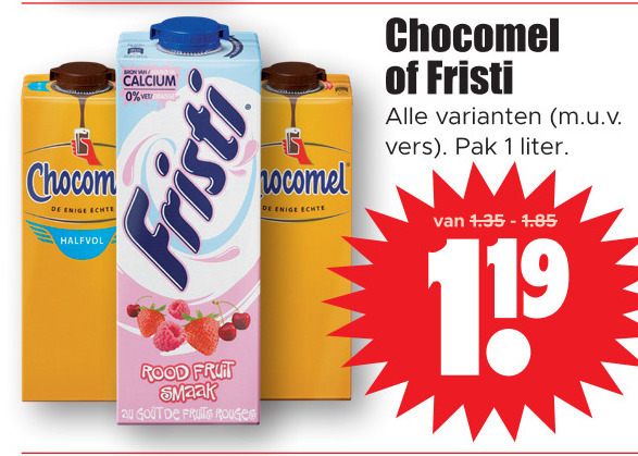 Chocomel   chocolademelk, drinkyoghurt folder aanbieding bij  Dirk - details