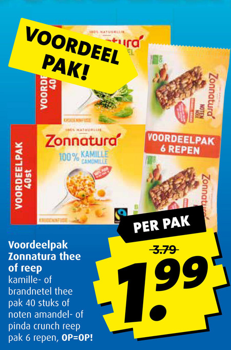 Zonnatura   mueslireep, thee folder aanbieding bij  Boni - details