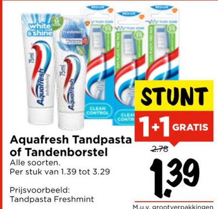 Aquafresh   tandenborstel, tandpasta folder aanbieding bij  Vomar - details