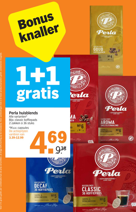 Perla   koffie, koffiepad folder aanbieding bij  Albert Heijn - details