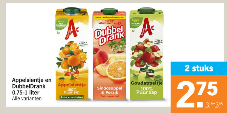 Dubbeldrank   fruitdrank folder aanbieding bij  Albert Heijn - details