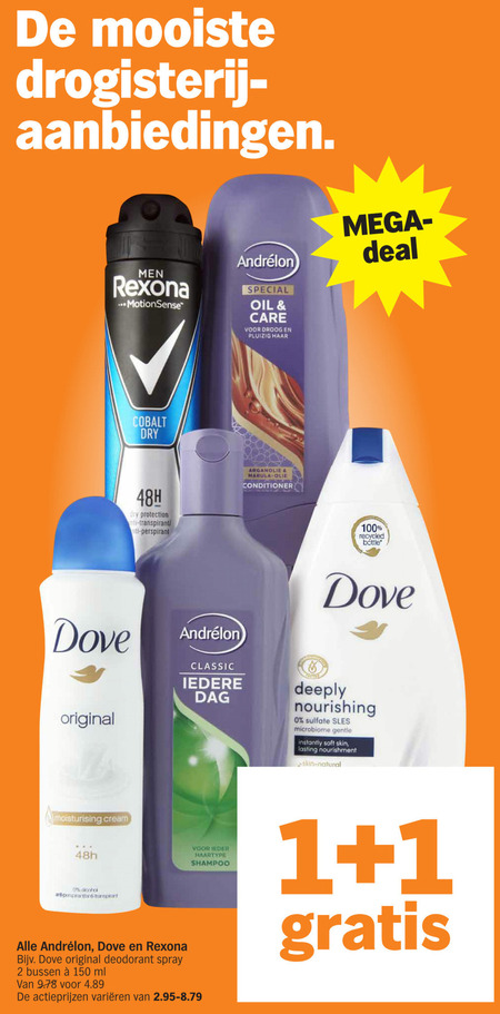 Dove   shampoo, deodorant folder aanbieding bij  Albert Heijn - details