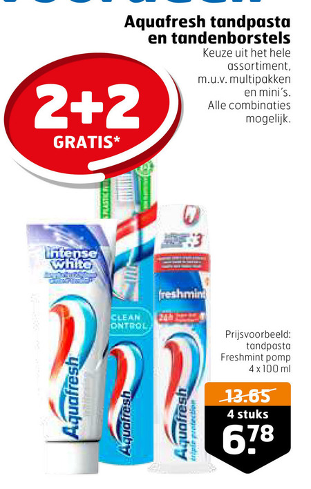 Aquafresh   tandenborstel, tandpasta folder aanbieding bij  Trekpleister - details