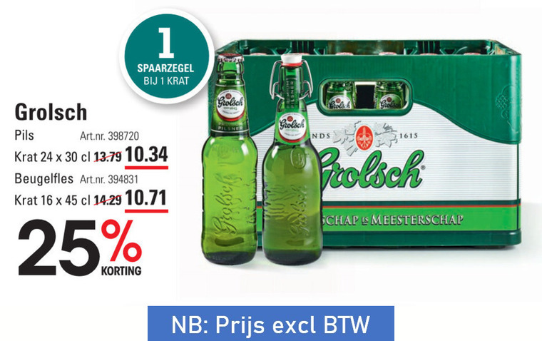 Grolsch   krat bier folder aanbieding bij  Sligro - details