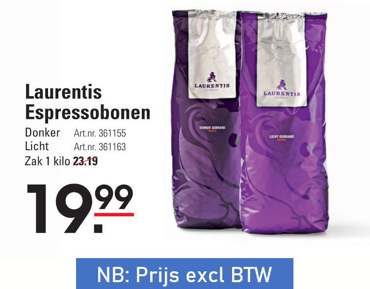 Laurentis   koffiebonen folder aanbieding bij  Sligro - details