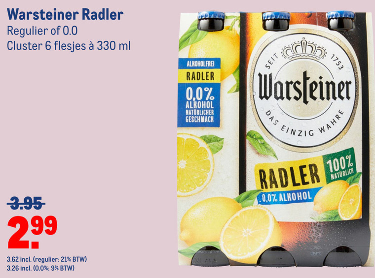 Warsteiner   radler bier folder aanbieding bij  Makro - details