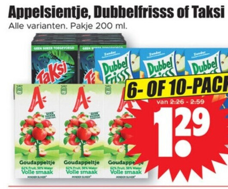 Dubbelfrisss   fruitdrank folder aanbieding bij  Dirk - details