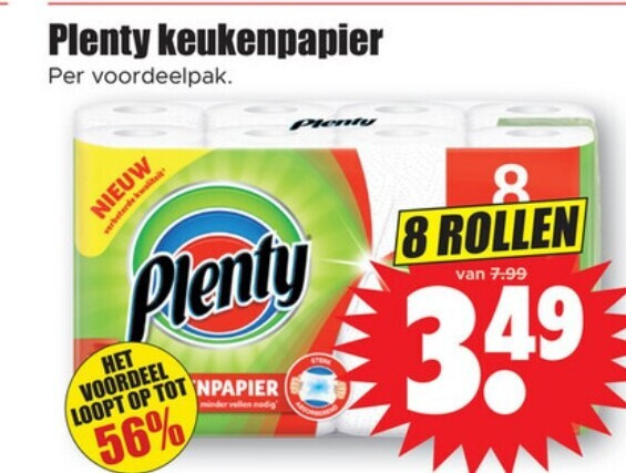 Plenty   keukenpapier folder aanbieding bij  Dirk - details