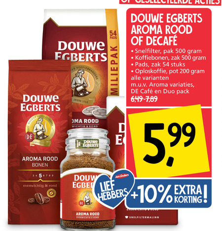 Douwe Egberts   koffiepad, koffiebonen folder aanbieding bij  Jan Linders - details