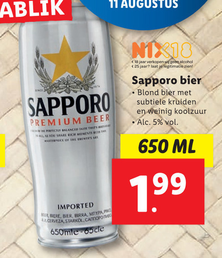Sapporo   speciaalbier folder aanbieding bij  Lidl - details