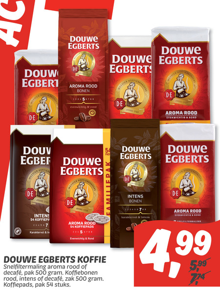 Douwe Egberts   koffie, koffiebonen folder aanbieding bij  Dekamarkt - details