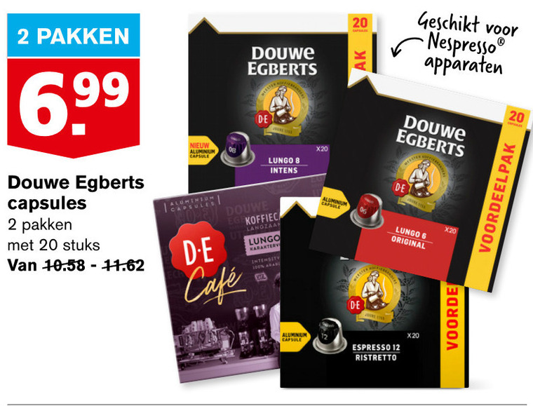 Douwe Egberts   koffiecups folder aanbieding bij  Hoogvliet - details